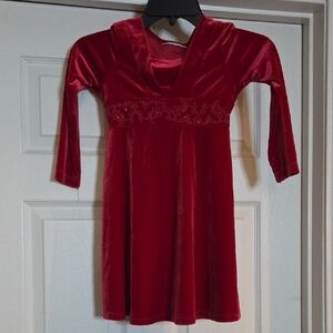 Red‎ Velvet Long Sleeve Dress